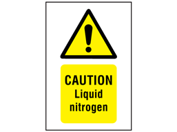 Caution liquid nitrogen symbol and text safety sign.