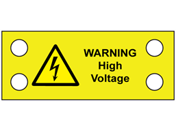 Warning high voltage cable tie tag.