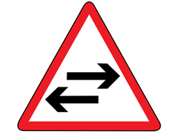 Two-way traffic crosses one way road sign