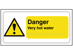 Danger Very hot water text and symbol sign.