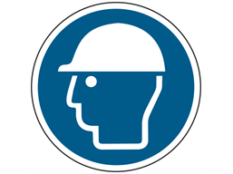 Wear head protection symbol floor graphic marker.