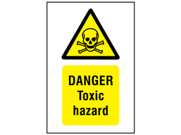 Danger toxic hazard symbol and text safety sign.
