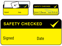 Safety checked write and seal labels.
