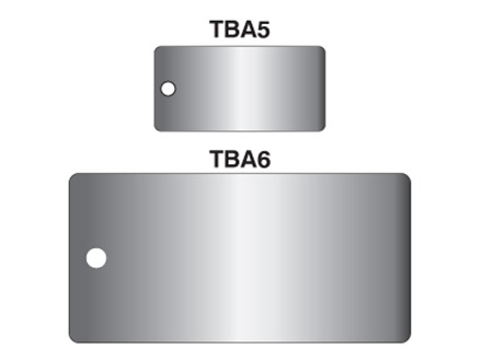 Blank aluminium rectangular metal tags.