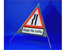 Single file traffic (offside) road sign
