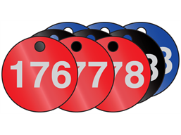 Coloured aluminium valve tags, numbered 176-200