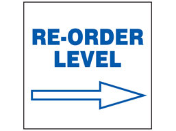 Re-order level, arrow right, sign.