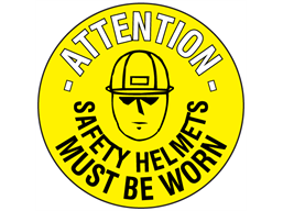 Attention safety helmets must be worn floor marker