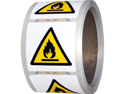 Caution fire risk symbol label.