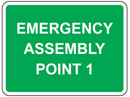 Emergency assembly point, with number or letter required sign
