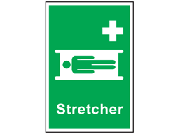 Stretcher symbol and text sign.