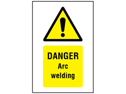 Danger Arc welding symbol and text safety sign.