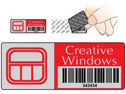 Scanmark tamper evident barcode label (logo / full design), 19mm x 50mm