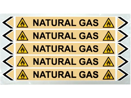 Natural gas flow marker label.