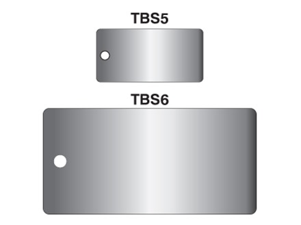 Blank stainless steel rectangular metal tags.