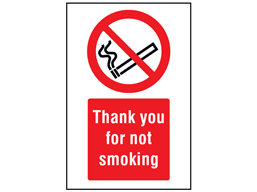 Thank you for not smoking symbol and text safety sign.