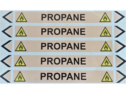 Propane flow marker label.