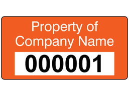 Assetmark tamper evident serial number label (text on colour), 19mm x 38mm
