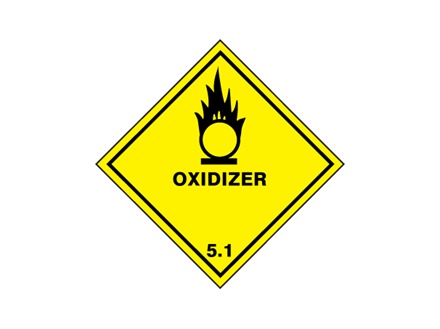 Oxidizer 5.1 hazard warning diamond sign