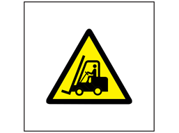 Risk of fork lift trucks symbol safety sign.