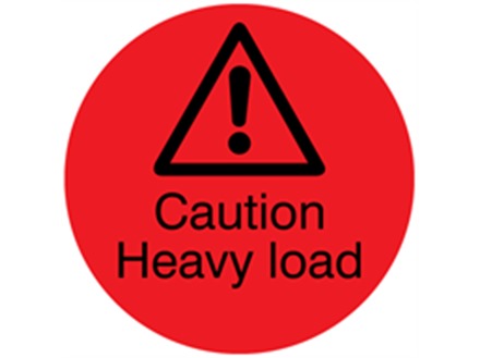 Caution Heavy load packaging label