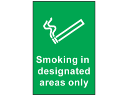 Smoking in designated areas only sign