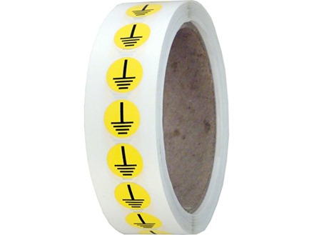 Earth symbol label (black on yellow)