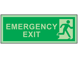 Emergency exit, running man photoluminescent safety sign