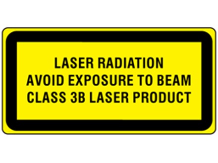 Laser radiation avoid exposure to beam, class 3b laser equipment warning safety label.