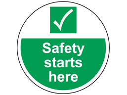 Safety starts here symbol and text floor graphic marker.