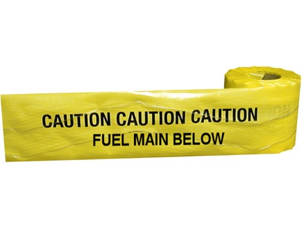 Caution fuel main below tape.