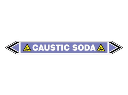 Caustic soda flow marker label.