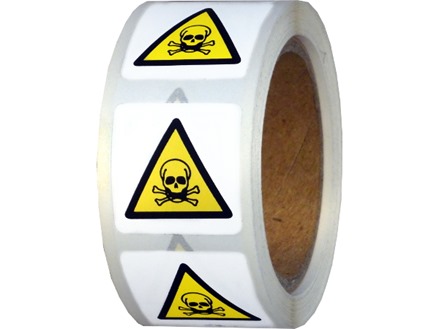 Warning toxic symbol label.