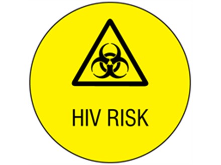 HIV risk symbol and text safety label.