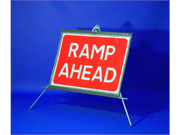 Ramp ahead roll up road sign