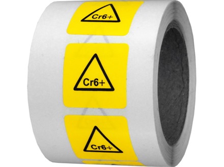 Cr6+ (chrome) symbol label.