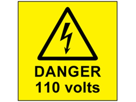 Danger 110 volts label