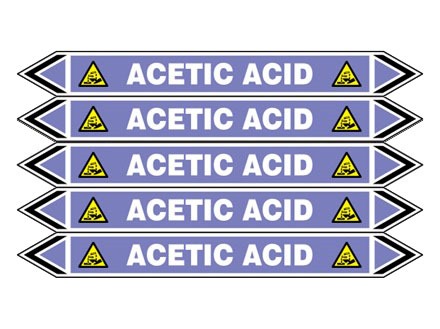 Acetic acid flow marker label.