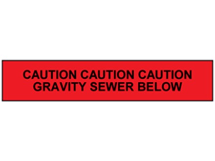 Caution gravity sewer below tape.