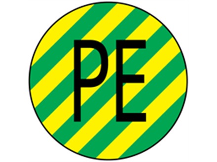 Protective conductor symbol label.