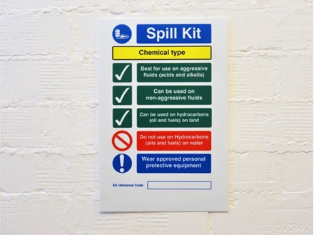 Chemical spill kit sign.