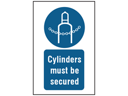 Cylinders must be secured symbol and text safety sign.