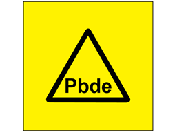 Pbde (polybrominated diphenyl ether) symbol label.