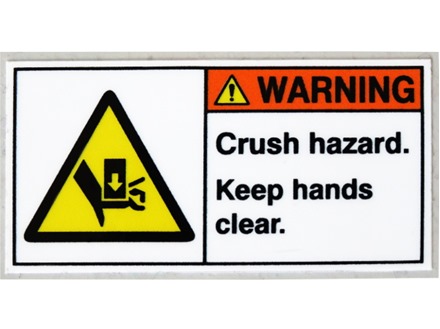 Warning crush hazard keep hands clear lockout label