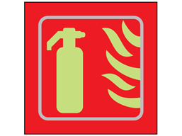 Fire extinguisher symbol photoluminescent sign.