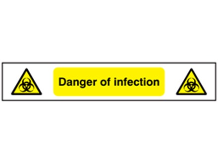 Danger of infection symbol and text safety tape.