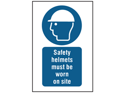 Safety helmets must be worn on site symbol and text safety sign.