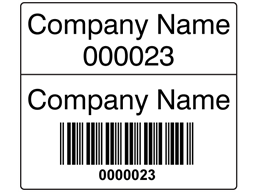 Scanmark dual barcode label (black text), 26mm x 30mm