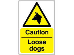 Caution loose dogs safety sign.