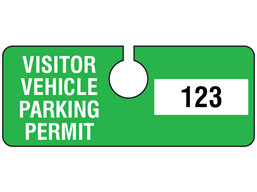 Visitor vehicle parking permit tag, serial numbered